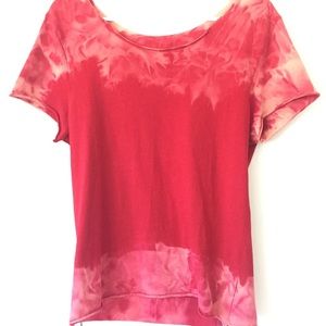 CUSTOM Bleached Red Cutoff T-shirt Wide Neck Sm.
